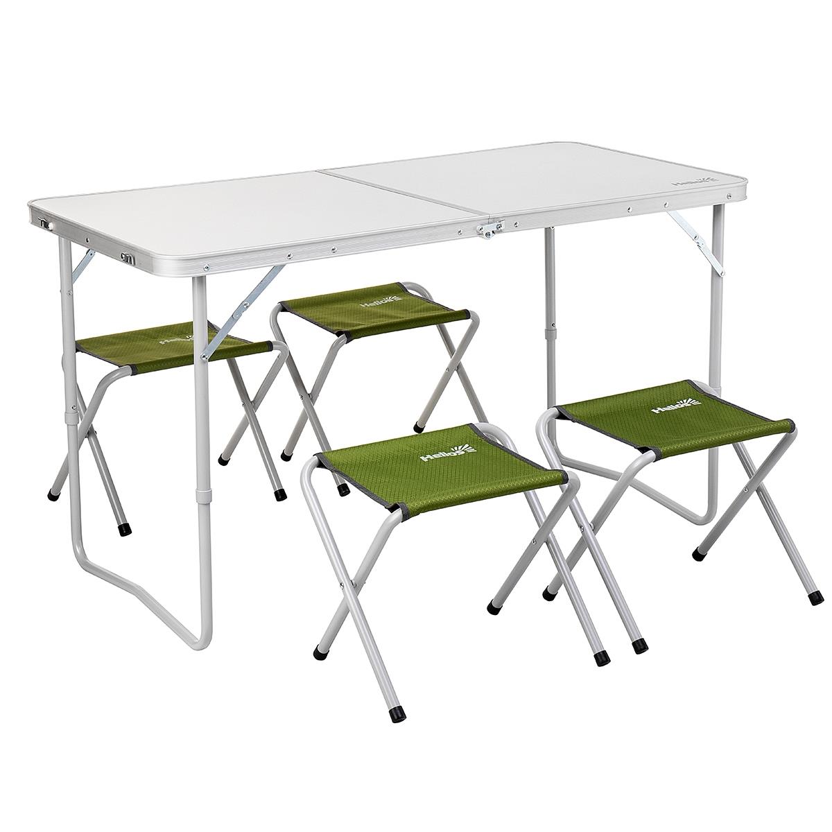 Набор мебели (СТАЛЬ) стол+4 табурета (сумка/молния) Green (Т-FS-21407+21124-SG) Helios (ГК Тонар) (0