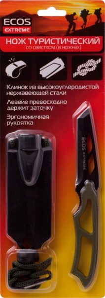 Нож туристический со свистком (в ножнах) EX-SW-B01R ECOS красный 325124